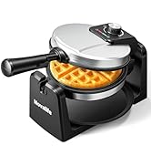 Waffle Maker, Rotating Belgian Waffle Maker, 180° Flip Waffle Iron, Non-Stick Plate, Adjustable B...