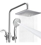 Ryamen Dual Shower Head Combo, 8'' High Pressure Rain Shower Head with Handheld Spray, 6+1 Spray ...