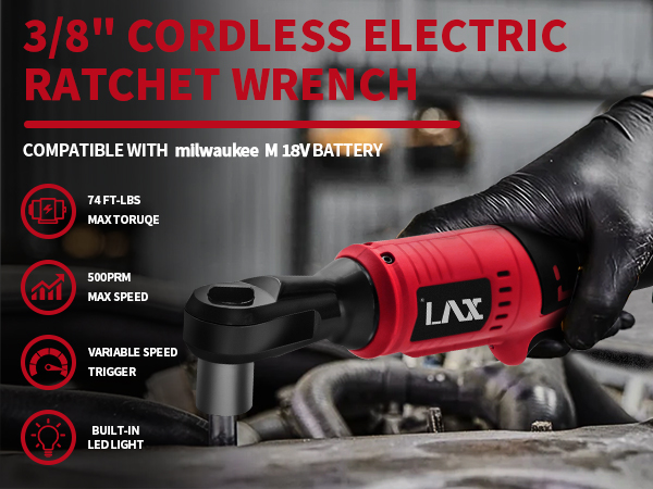 3/8" Brushless Ratchet Wrench Set for Milwaukee 18V Battery Details