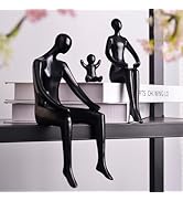 Quoowiit Black Bookshelf Decor Family Sculpture, Abstract Art Ornament Coffee Table Decor, Modern...