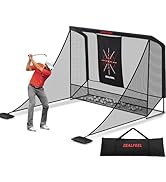 Zealfeel Golf Net, 10x7ft/8x8ft Golf Enclosure Net with Side Barriers/Auto-Ball Return, Low-Noise...