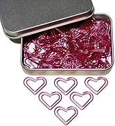 Heart Paper Clips, 100PCS Cute Love Heart Bookmark Clips, Pink Love Heart Shaped Paper Clips, Bac...