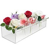 Acrylic Flower Vase, 12 Inches Long Rectangle Vase Clear Acrylic Modern Vase for Wedding Dining T...