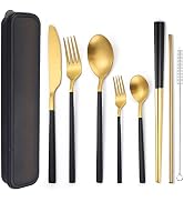 AARAINBOW 6 Pieces Stainless Steel Flatware Set Portable Reusable Cutlery Set Travel Utensils Set...