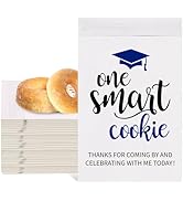 Whaline 100Pcs Graduation Cookie Treat Bags White-Blue One Smart Cookie Self Adhesive Buffet Pape...