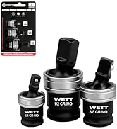 WETT Impact Universal Joint Set, 3-Piece Socket Swivel Adapter Set, 1/2