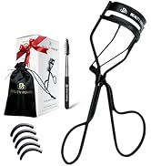 Beauty Power Eyelash Curler – Precision Lash Lift in Seconds with 5 Replacement Pads, Eyebrow Bru...