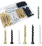 Wensilon (75 pcs) wall Dog Screws Flat Head Drywall Anchors Kit with Anti Rust Coating, Bolt Anch...