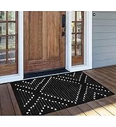 LIVEBOX Black Outdoor Entryway Rug, Washable Boho Porch Rug Cotton Front Door Mat, Moroccan Woven...