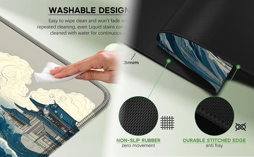 kanagawa mouse pad japanese wave mouse pad large Gaming mouse pad