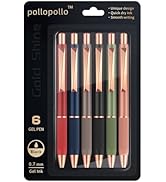 pollopollo Gel Pens, 6-Pack Retractable Click Pens 0.7mm Medium Point Black Ink with Textured Gri...
