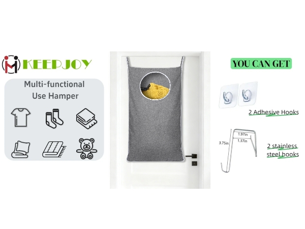 KEEPJOY Hanging Laundry Hamper Bag-grey