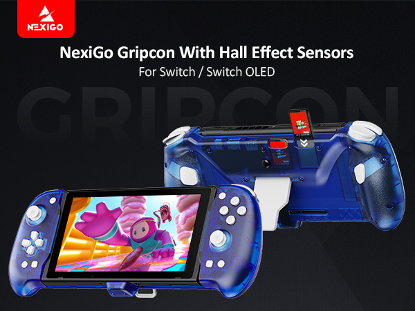 NexiGo GripCon with a central Hall sensor, displaying both positive and negative sides in the image