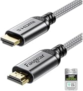 Fasgear HDMI 2.1 Cable 6.6ft Certified 8K HDMI Cable 48Gbps Ultra High Speed HDMI Cord Braided Ny...