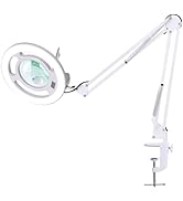 KIRKAS 12X&amp;30X Magnifying Glass with Light,2,200 Lumens LED Magnifying Lamp with Clamp, Stepless ...