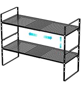 Redrubbit Medium Expandable Cabinet Storage Shelf, Adjustable Height Steel Metal Kitchen Counter ...