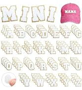 Small Chenille Letters Patches 1 inch 104PCS White Self Adhesive Fuzzy Letter Stickers for Clothi...