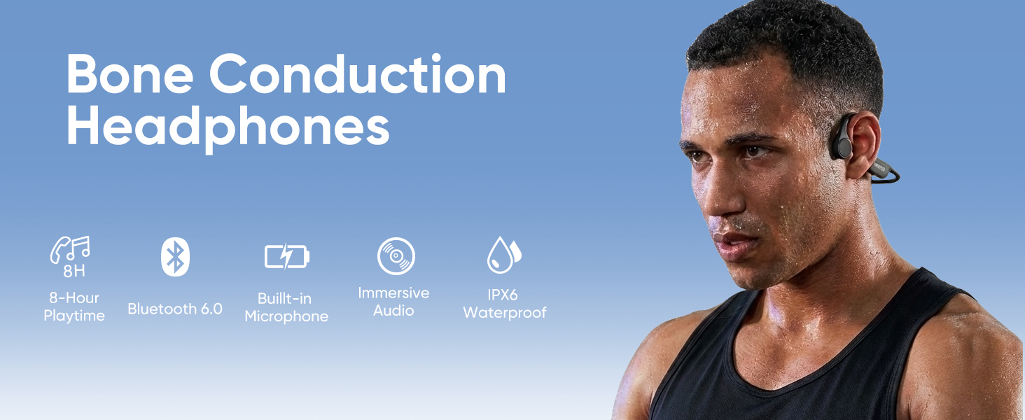 Lastest Bluetooth 6.0 26g Lightweight bone conduciton open-ear headphones