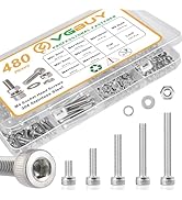VGBUY 480pcs M4 Screws Assortment, M4 Screws (7 Sizes 6-30mm) for 3D Printer DIY, Hex Socket Head...