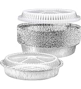 NYHI Round Aluminum Foil Pans 9-Inch | Disposable Tin Foil Pans with Clear Plastic Lids | Heavy-D...