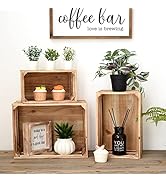 EMAX HOME Set of 3 Vintage Rustic Natural Wood Decorative Nesting Storage Crates with Handles, Fa...