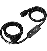 Black Extension Cord with Switch On/Off,13.1 FT Indoor Power Cord, 3 Prong Grounded Plug, Insulat...