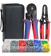 HKS Ferrule Crimping Tool Kit - Hexagonal Ferrule Crimper Plier (AWG 23-7) with Wire Stripper &amp; 1...