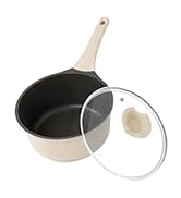 Kordisen 2.5 Qt Ceramic Sauce Pan with Lid, Non Stick Small Pot, Saucepan with Pour Spout, Multip...