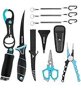 FLISSA 4PC Fishing Tools Set, Fish Gripper with Scale, Muti-Function Fishing Pliers, Braided Line...