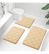 OLANLY Memory Foam Bath Mat Set of 3 Piece, Bathroom Rugs and Toilet Rug U-Shaped, Soft Thick Com...