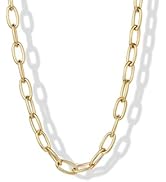 PAVOI Waterproof Chain Necklace for Women - 14K Gold Plated Stainless Steel - Flat Curb, Herringb...
