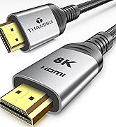 Text reads '8K HDMI'. Premium HDMI cable with metallic silver connectors and black cable, featuring reinforced connector ends.