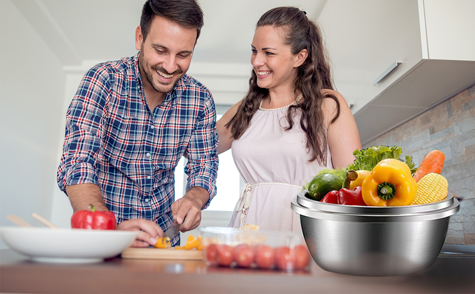 Stainless Steel Colander With Handle and Legs, Large Metal Green Strainer for Pasta, Spaghetti, 
