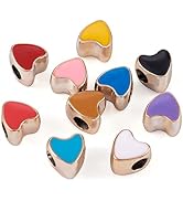 Craftdady 100pcs Enamel Love Heart European Beads Large Hole Acrylic Heart Loose Spacer Beads Ran...