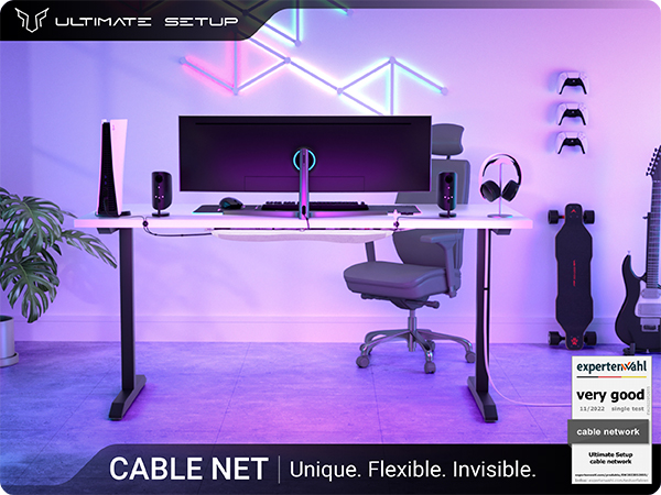 Cable management net under desk