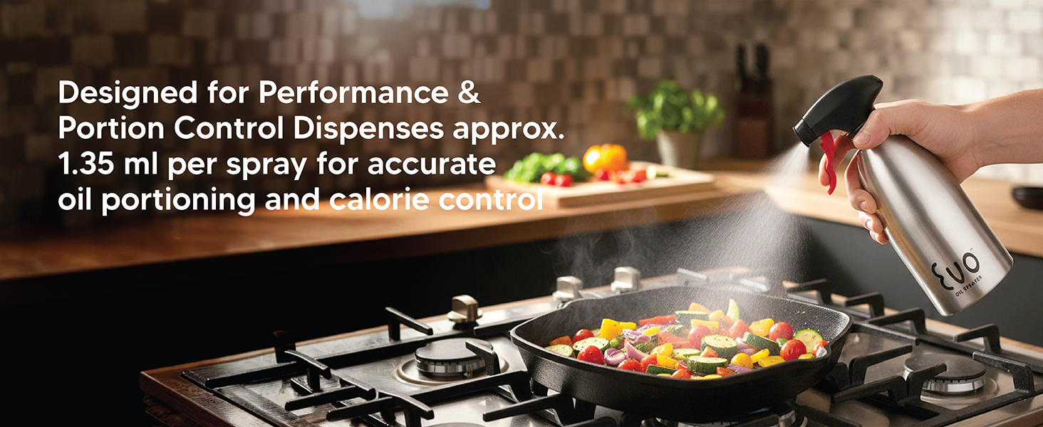 Evo Oil Sprayer 18/8 Stainless Steel, Non-Aerosol for Olive, Cooking Oils, and Vinegars