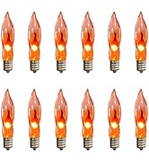 Kivonfa C18 Flicker Light Bulbs, Halloween Flickering Light Bulb Orange, Realistic Flickering Fla...