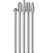 Sworker 5Pcs Long Carbide Burr Set 1/4" Shank Total L 4.3" Die Grinder Bits Rotary Rasp Attachmen...