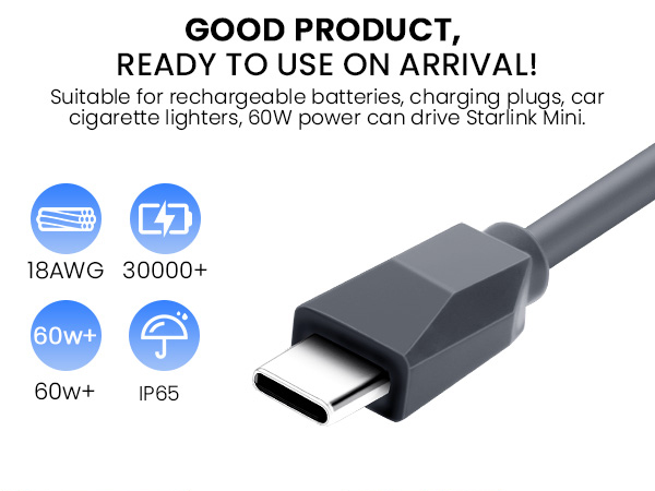 Starlink Mini USB C to DC Power Cable