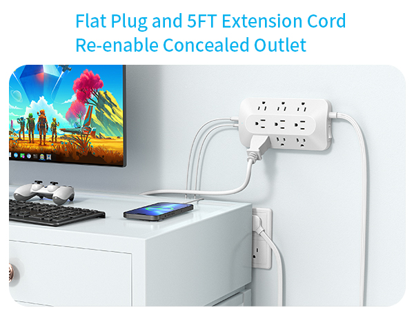 flat plug extension lead