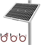 12V Waterproof Solar Battery Trickle Charger &amp; Maintainer - 20 Watts Mono Solar Panel Built-in In...