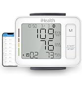 iHealth Push Wrist Blood Pressure Monitor, Digital Bluetooth Blood Pressure Machine with Large Di...
