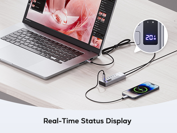 Powered USB C Hub, 7 in 1 USB C Hub