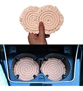 Boho Car Coasters for Cup Holders, 2PC Cup Coasters for Car, Absorbent Macrame Drink Coaster, Cut...