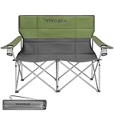[outlets]VIVOSUN Double Camping Chair, Fully Padded Folding Loveseat, Portable Oversized Duo Chai...