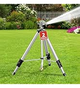 SPECILITE 36”Brass Impact Tripod Sprinkler, Heavy Duty Metal Pulsating Telescoping, Sprinklers fo...