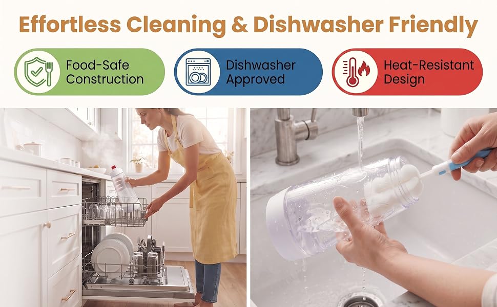 Effortless Cleaning &amp;amp; Dishwasher Friendly Food-Safe,Construction Heat-ResistantDesign