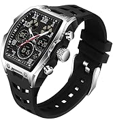 FANMIS Watch for Men Fashion Hollow Unique Rectangle Dial Wristwatch Waterproof Sport Digital Ana...
