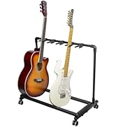 AZOR Multi Guitar Stand Rack with Wheels, Folding Design, 5 Holder Guitar Rack for Acoustic, Elec...