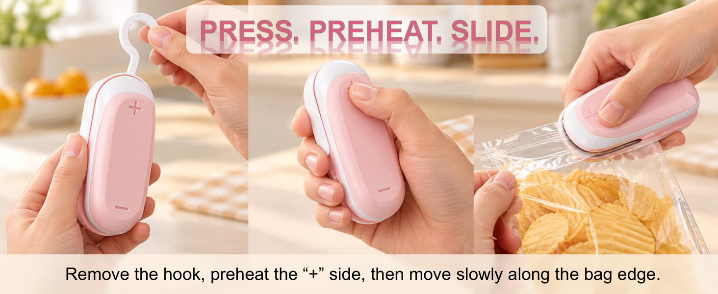 Mini Bag Sealer, 3 Packs Portable Heat Vacuum Sealers